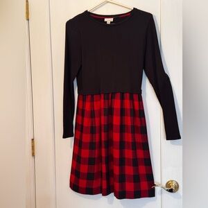 J. Jill Black and Red Checkered Dress